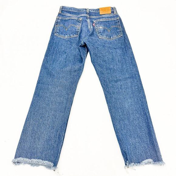 Levi's Wedgie Straight Raw Hem Button-Fly Denim Jeans Size 26 - Picture 3 of 9